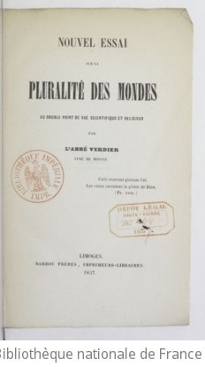 Cover of Nouvel essai sur la pluralité des mondes au double point de vue scientifique et religieux