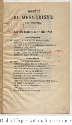 Cover of Société du mesmérisme de Paris
