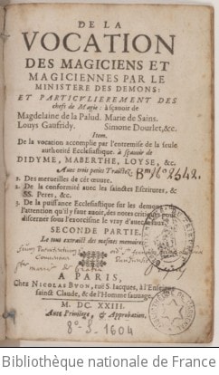 Cover of De la Vocation des Magiciens et Magiciennes par le Ministère des Démons