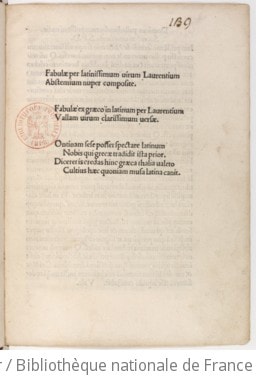 Cover of Fabulae per Laurentium Abstemium compositae. Fabulae Aesopi, ex graeco in latinum per Laurentium Vallam versae