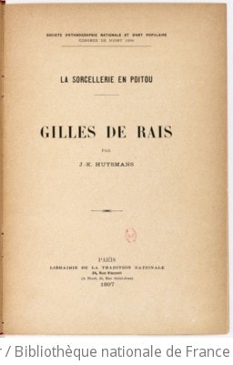Cover of La Sorcellerie en Poitou. Gilles de Rais , par J. K. Huysmans