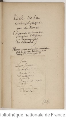 Cover of Idée de la métaphysique, traduite littéralement de l'anglois d'Atjem, par M. D. C. en 1739