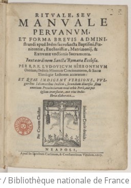 Cover of Rituale, seu Manuale Peruanum et forma brevis administrandi apud Indos... sacramenta... per R. P. F. Ludovicum Hieronymum Orerium