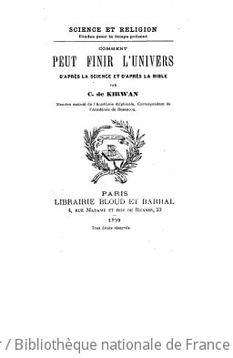 Cover of Comment peut finir l'univers d'après la science et d'après la Bible
