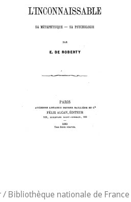 Cover of L'inconnaissable, sa métaphysique, sa psychologie