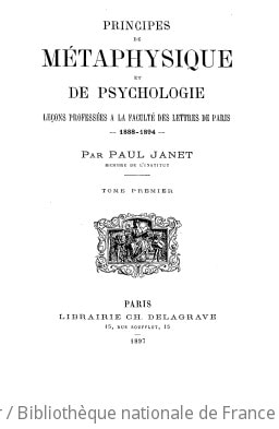 Cover of Principes de métaphysique et de psychologie