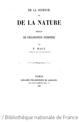 Cover of De la science et de la nature
