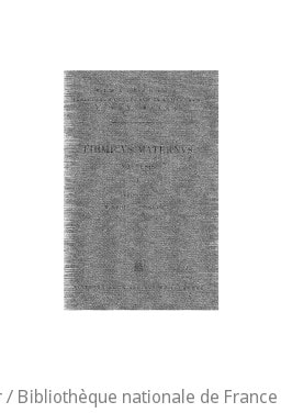 Cover of Iulii Firmici Matheseos libri VIII. Fasciculus 1