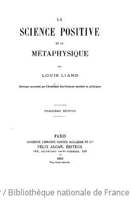 Cover of La science positive et la métaphysique (3e édition)