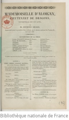 Cover of Mademoiselle d'Aloigny, lieutenant de dragons