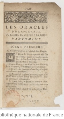 Cover of Les Oracles d'Harpocrate ou le Dieu du silence à la foire. Pantomime