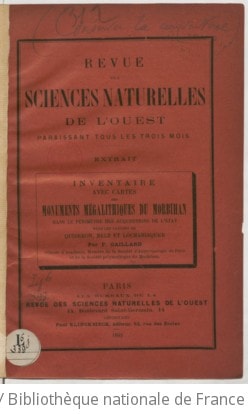 Cover of Inventaire avec cartes des monuments mégalithiques du Morbihan dans le périmètre des acquisitions de l'État dans les cantons de Quiberon, Belz et Locmariaquer
