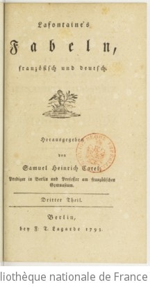 Cover of Lafontaine's Fabeln, französisch und deutsch , herausgegeben von Samuel Heinrich Catel