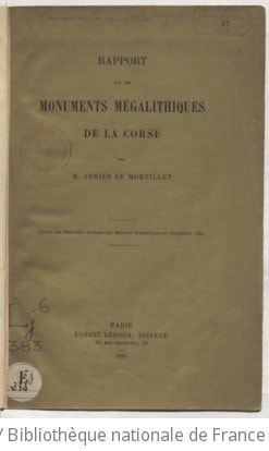 Cover of Rapport sur les monuments mégalithiques de la Corse