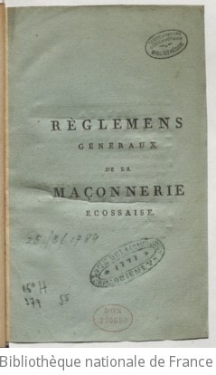 Cover of Règlemens généraux de la maçonnerie écossaise