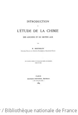 Cover of Introduction à l'étude de la chimie des anciens et du moyen âge ([Reprod. en fac-sim.])
