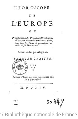 Cover of L'horoscope de l'Europe ... 1re part