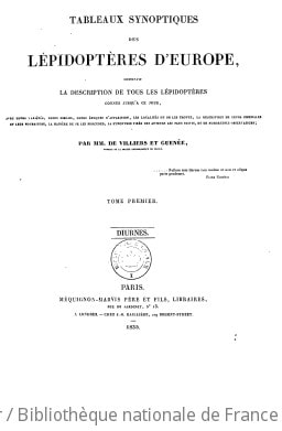 Cover of Tableaux synoptiques des lépidoptères d'Europe
