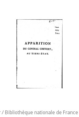 Cover of Apparition du général Chevert au Tiers état ([Reprod.])
