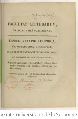 Cover of Dissertatio philosophica, de metaphysica geometriae
