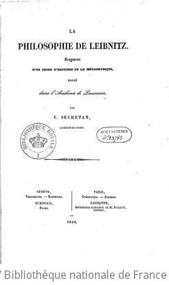 Cover of La philosophie de Leibnitz
