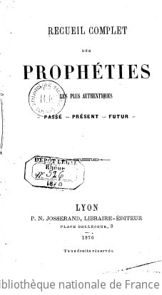 Cover of Recueil complet des prophéties les plus authentiques - passé - présent - futur
