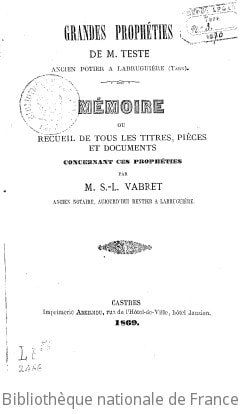 Cover of Grandes prophéties de M. Teste, ancien potier à Labruguière (Tarn)