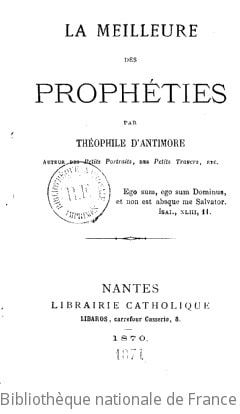 Cover of La Meilleure des prophéties, par Théophile d'Antimore