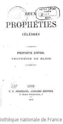 Cover of Deux Prophéties célèbres