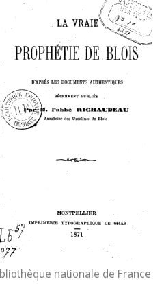 Cover of La vraie prophétie de Blois