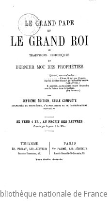 Cover of Le grand Pape et le grand roi, ou Traditions historiques et dernier mot des prophéties