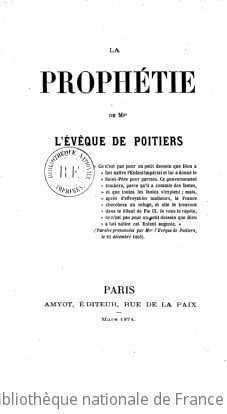 Cover of La prophétie de Mgr l'évêque de Poitiers