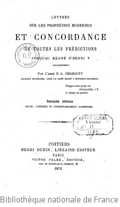 Cover of Lettre sur les prophéties modernes et concordance de toutes les prédictions jusqu'au règne de Henri V inclusivement (2e éd.)