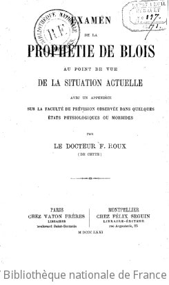 Cover of Examen de la prophétie de Blois au point de vue de la situation actuelle