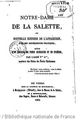 Cover of Notre-Dame de la Salette, ou Nouvelle histoire de l'apparition