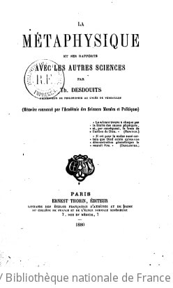 Cover of La métaphysique et ses rapports avec les autres sciences