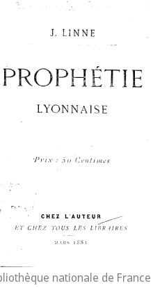 Cover of Prophétie Lyonnaise. (10 mars 1881.)