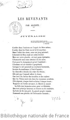 Cover of Les revenants, juvénalide