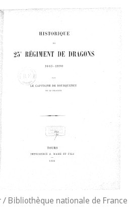 Cover of Historique du 25e régiment de dragons, 1665-1890