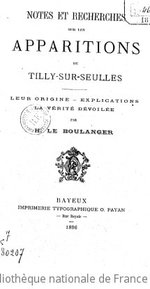 Cover of Notes et recherches sur les apparitions de Tilly-sur-Seulles