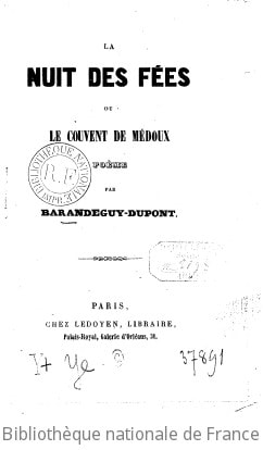 Cover of La nuit des fées, ou Le couvent de Médoux
