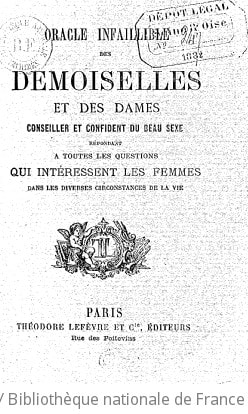 Cover of Oracles infaillibles des demoiselles et des dames