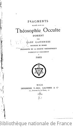 Cover of Fragments glanés dans la théosophie occulte d'Orient