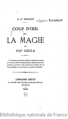 Cover of Coup-d'oeil sur la magie au XIXe siècle
