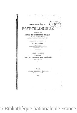 Cover of Études de mythologie et d'archéologie égyptiennes. Vol. 1