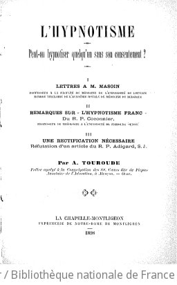 Cover of L'hypnotisme