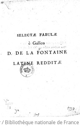 Cover of Selectae fabulae, e gallico D. de La Fontaine latine redditae [ab H. Delphatio]