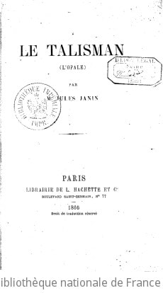 Cover of Le Talisman (l'opale), par M. Jules Janin