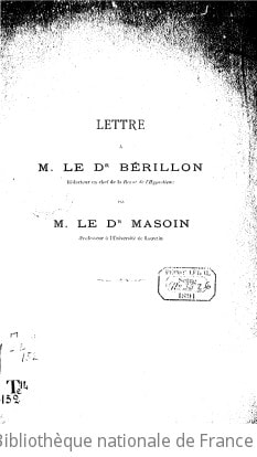 Cover of Lettre à M. le Dr Bérillon, rédacteur en chef de la "Revue de l'hypnotisme"
