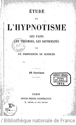 Cover of Etude sur l'hypnotisme